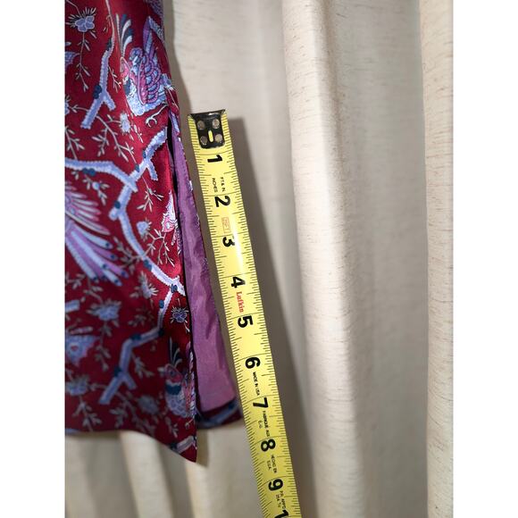 Vintage Betsey Johnson Silk Midi Skirt Butterflies 90s M Y2K 00s Whimsical Birds - Picture 12 of 13